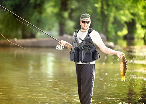 Foto von PELLOR Angel Westen, Atmungsaktive Weste mit Mehreren Taschen Angeljacke Jagdfischen Outdoor Camping Fotografie (einstellbare Größe) (Armee-grün)