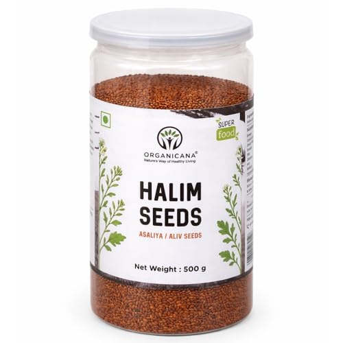 Image of Organicana Halim Seeds 1kg - (Pack of 2) 500gm each- Garden Cress | Aliv Seed | Asaliya | High in Fibre and Omega 3 | Garden Cress | Asalia | Haleem seed | Immunity Booster Superfood
