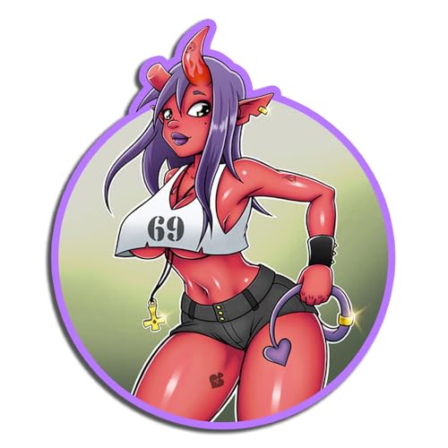 Sexy Devil Girl XXX 210 Hentai Sticker Cute Die-Cut Stickers for Adult Laptop Skateboard Motorcycle Car Bike Luggage Case Decoration Waterproof Decals (Design 3)