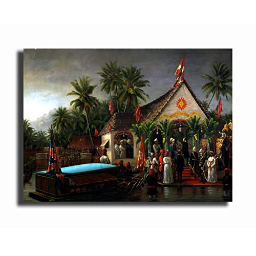 Image of Sikhash Raja Ravi Varma Canvas Paintings Classic Art, Indian Art, Famous Artist, Wall Painting for Living Room, Bedroom, Office, Unframed, Multicolor Fabric Size - 12x8 inches (30x20 cms, The Maharaja of Travancore welcoming Richard)