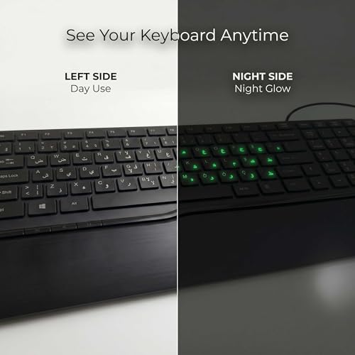 Pegatinas 3D luminosas para teclado en árabe, color rojo miniatura 3