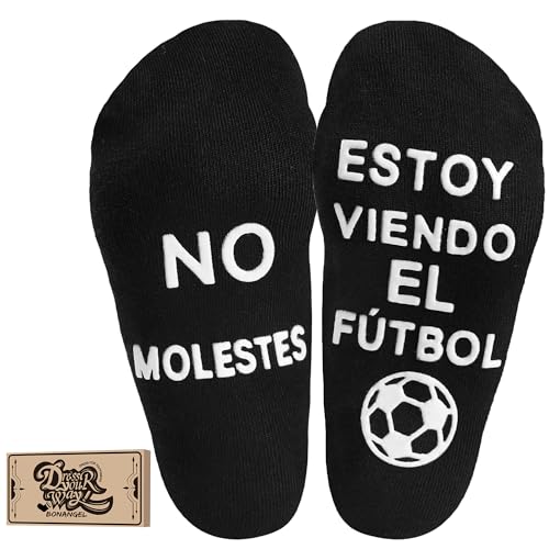 BONANGEL Calcetines Divertidos Hombre, Antideslizantes, con Dibujos, Negro, Algodón, Fútbol, Verano, 39-46, para Padre Abuelo Novio, Cumpleaños, Regalo Hombre Originales