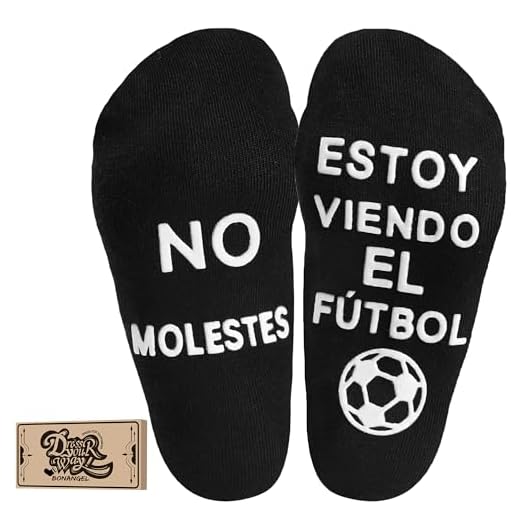 BONANGEL Calcetines Divertidos Hombre, Antideslizantes, con Dibujos, Negro, Algodón, Fútbol, Verano, 39-46, para Padre Abuelo Novio, Cumpleaños, Regalo Hombre Originales