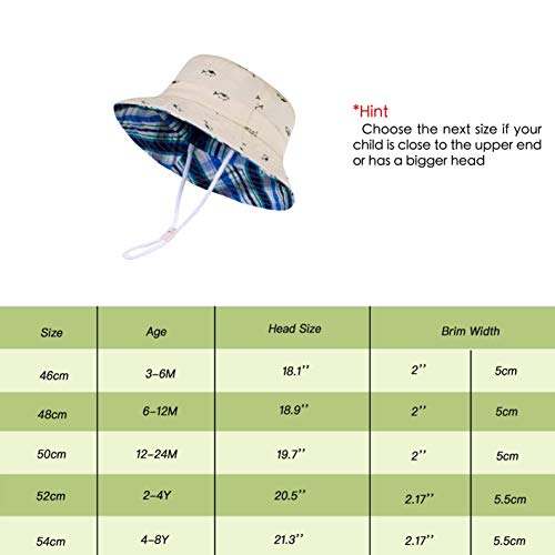 Image of LANGZHEN Sun Protection Hat for Kids Toddler Boys Girls Wide Brim Summer Play Hat Cotton Baby Bucket Hat with Chin Strap