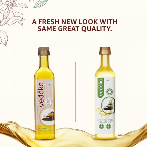 Image of Amazon Brand - Vedaka Cold Pressed Sesame Oil | 500 ML Bottle | Gingelly Oil (Pack of 3)