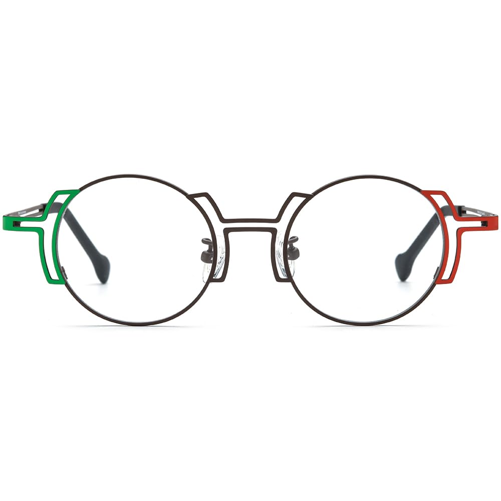 FONEX Colorful Pure Titanium Glasses Frame Women Retro Round Eyeglasses