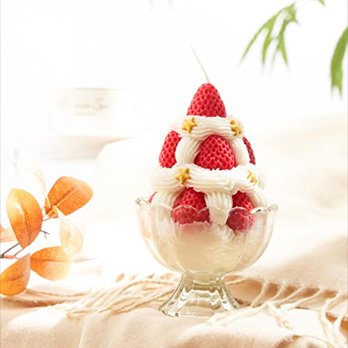 Okeylia Candle Gifts For Women Food Candles Ice Cream Candle Soy Wax Strawberry Cream Scented Cute Candle #TOP5