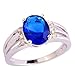 Psiroy 925 Sterling Silver Plated Oval Shaped Simulated Blue Sapphire Ring Size 10