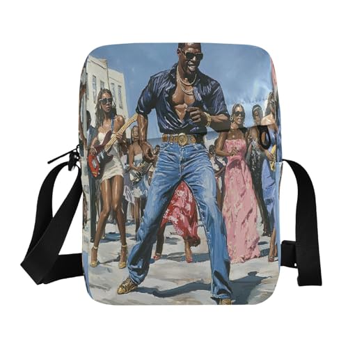 Crossbody Bag African American Black Men Women Dancing Messenger Bag for Women Men Purse Shoulder Bag Satchel Bag with Adjustable Strap 202b6576