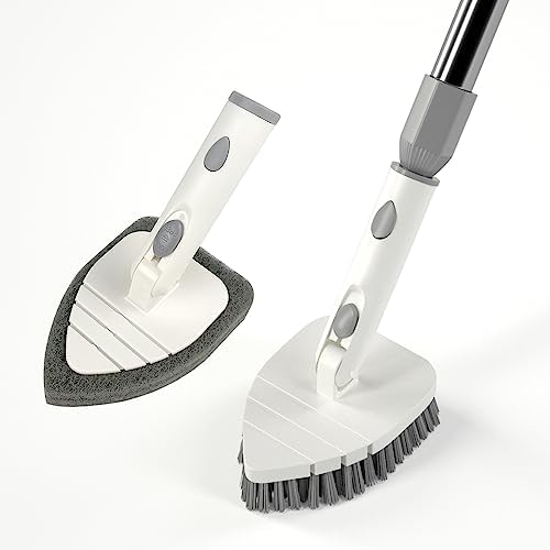 Tub Tile Scrubber Brush Long Handle, 2 in 1 Shower Cleaning
