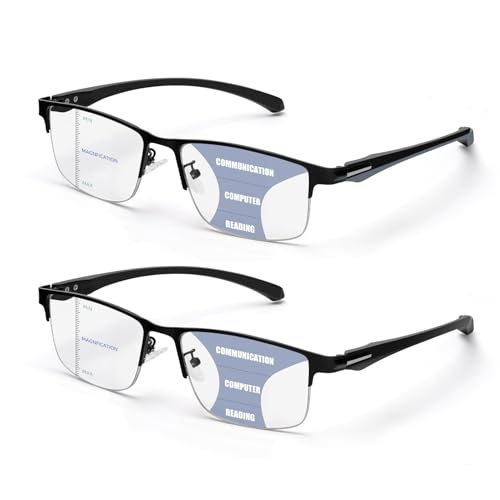 ZERPEET Men's Multifocal Reading Glasses (2-Pack)