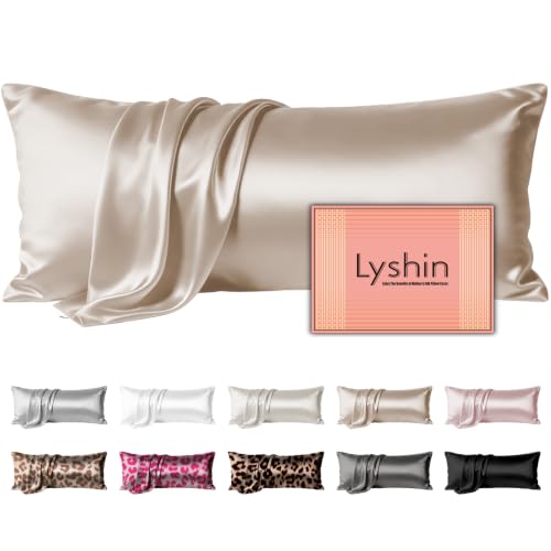 Image of LYSHIN Silk Body Pillow Case with Zipper, Body Pillow Pillowcase, Champagne