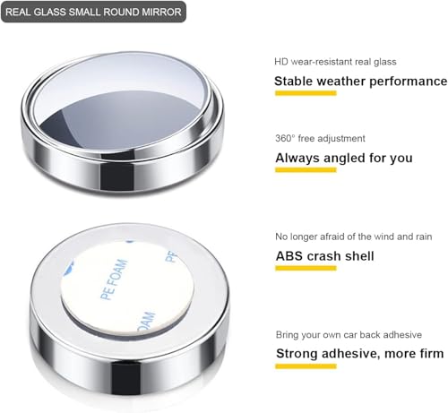 Image of 2 Pieces Car Blind Corner Mirror, Rearview Mirror, Waterproof Universal Dead Angle Mirrors, 360 Rearview Mirror, High Definition Side Mirror