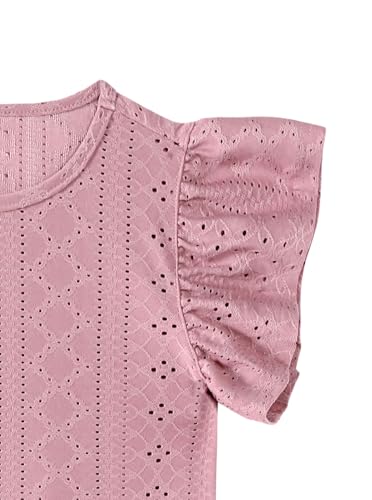 Image of Girls' Summer Shirts Cute Tops Ruffle Sleeve Crew Neck Casual Tees