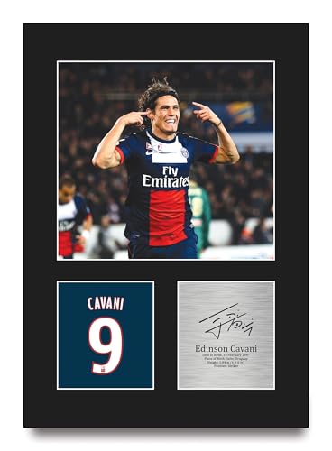 HWC Trading Edinson Cavani PSG Regalos Impresos Imagen De Autógrafo Firmado Para Los Aficionados Al Fútbol Y Partidarios - A4 Retrato