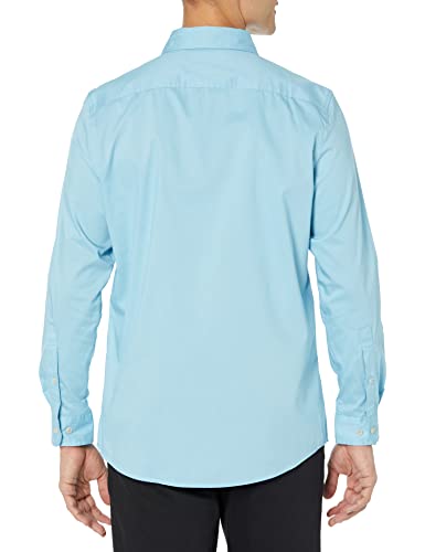 Essentials Men's Regular Fit Long Sleeve Stretch Dress Shirt (Sky Blue, Size: Large) - image 2