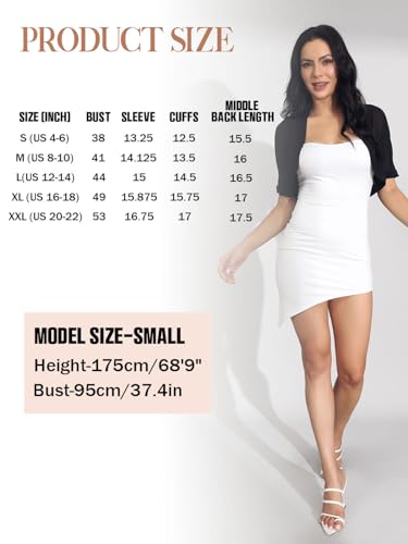 Image of GORAIS Evening Chiffon Shrugs Black Short Sleeve Jacket Open Front Sheer Bolero Cardigan for Women and Girls