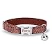 Personalized Cat Kitten Collars with Bow Bell,Custom Engraved Kitty Collars for Girls Boys Cats Suit Pattern-Brown