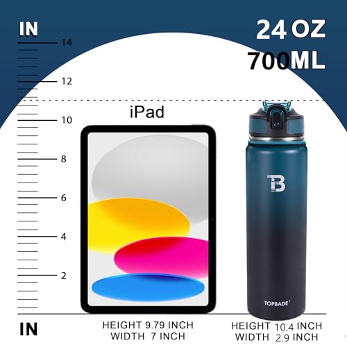 Image of TOPBADE 32oz Insulated Water Bottle with Straw Lid & Spout Lid & Paracord Handle, Stainless Steel Water Bottle Wide Mouth, Double Wall for Women Men Gym Fitness Outdoor