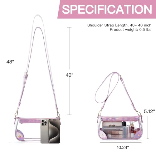 Telena Clear Purses for Women Stadium Crossbody Clear Bag for Stadium Events for Concert Festival with Adjustable Strap3