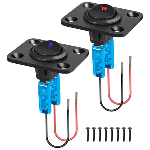 Linkstyle Wippe Kippschalter Panel, 12V 20A blau & rot LED Runder Kippschalter EIN/AUS SPST Schalter für Auto Yacht Boot Marine