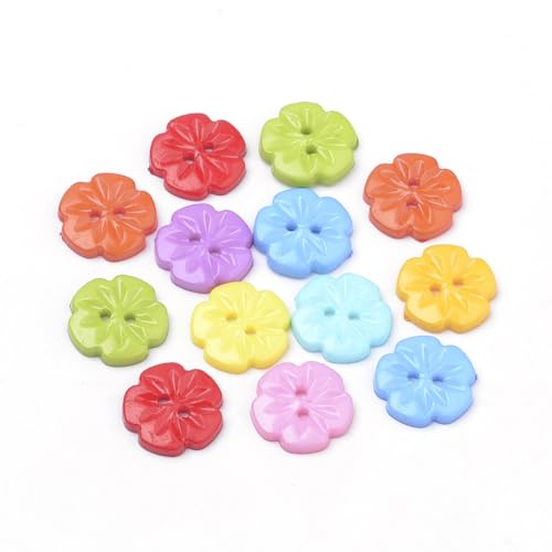 Boutons de couture en acrylique fleur 2 trous fabrication bijoux - 2