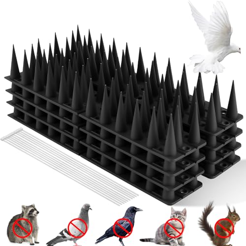 OFFCUP Pinchos Antipalomas Plástico, Pinchos para Palomas 8 Piezas 1,8M, Exterior Púas para Pájaros con 10 Bridas para Balcones Techos Jardines Barreras Privadas (Negro)