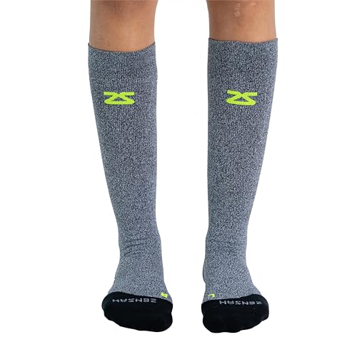 Zensah Tech+ Compression Socks - Knee High Running Socks for Sports, Travel, Made in Italy (Heather Grey, Large)