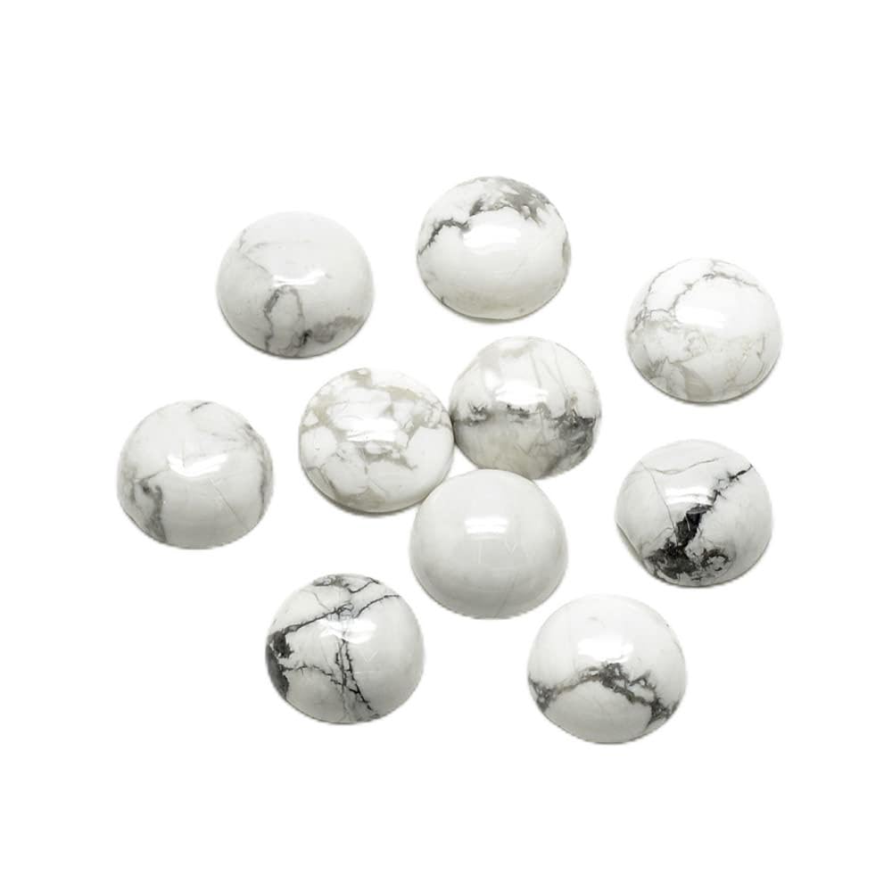 Craftdady 50PCS Flat Round Cabochon 14mm Natural Howlite Chakra Healing Crystal Half Round Dome Cabs Flat Back Covers for Jewellery Making — image 1