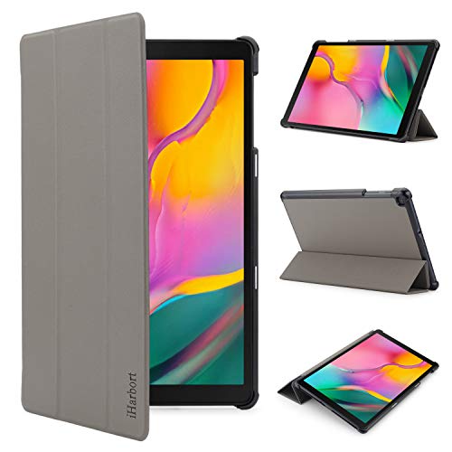 iHarbort Coque Housse pour Samsung Galaxy Tab A 10.1 Pouce (Sortie 2019 SM-T510N SM-T515N) - Ultra Mince Cuir Étui Case Cover pour Samsung Galaxy Tab A 10,1, Gris