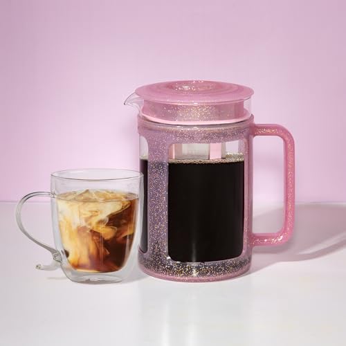 Paris Hilton Cold Brew Coffee Maker, Durable 1.6 Quart Borosilicate Glass Carafe with Stainless Steel Filter, Glitter Pink, 38 oz by Paris Hilton - Image 7