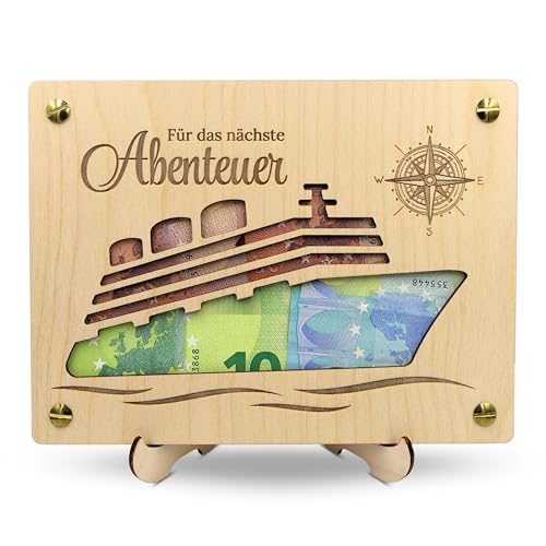 ZUKLA Verpackung für Geldgeschenk Reise XL 20 x 15 cm - Geschenke für Reisende - Geldgeschenk Schiffsreise - Reisekasse für die Kreuzfahrt - Reisegutschein Geschenk Verpackung - Handmade