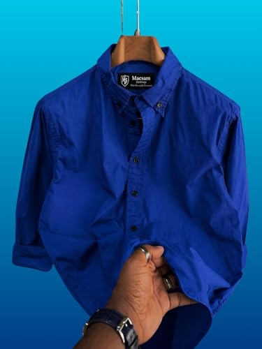 Image of Men's Casual Cotton Blend Shirt | Regular Fit | Full Sleeve | Solid Design