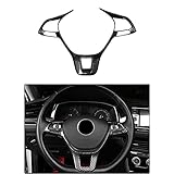 KEALAS 1pcs ABS Carbon Fiber Car Steering Wheel Cover Frame Decorative for VW Volkswagen Atlas Tiguan Golf Jetta Passat