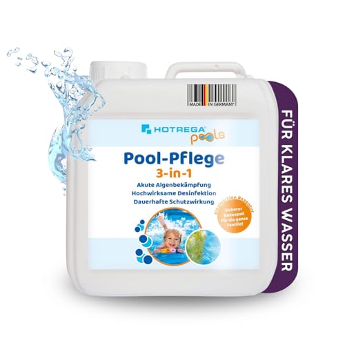 HOTREGA Pool-Pflege 3in1 Konzentrat 2 Liter | Algenvernichter, Desinfektion und Algenverhütung für kristallklares Wasser