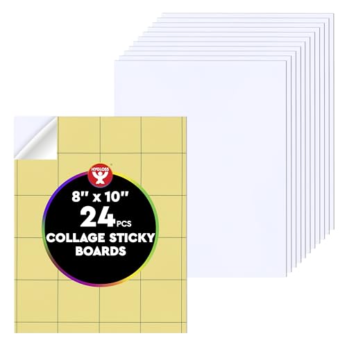 Image of Hygloss Sticky Collage Boards - 24 Pack 8 inchx10 inch Self Stick Collage Board for Kids - Peel & Stick Mounting Boards for Art Projects, School Crafts, Classrooms, and DIY Displays