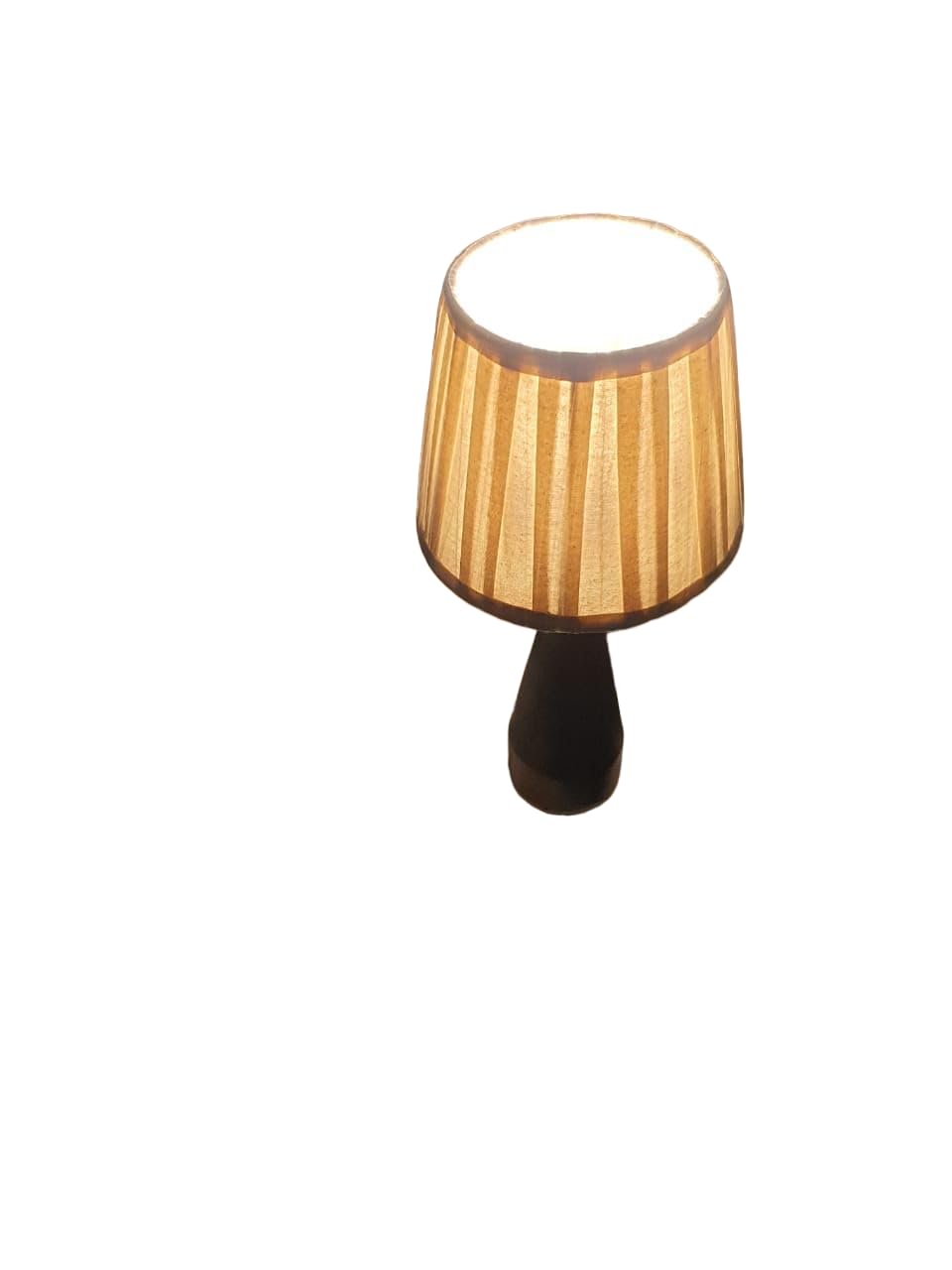 The Wooden Glow Wooden Hexi Lamp with Cotton White Pleated Shade LED Light, Battery Powered Portable Eye Protection Warm White Remote Classic Bedside Table Lamps Ideal for Bedroom