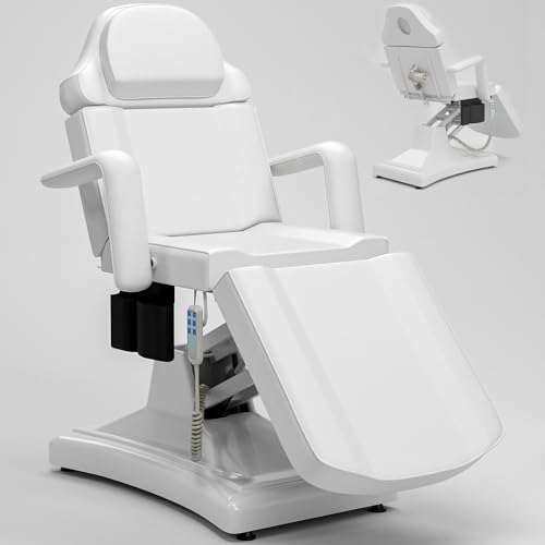 Icoget Fully Electric Tattoo Chair Esthetician Bed for Clients, 3-Motor Massage Table Adjustable Spa Facial Chair for Waxing, Lashing, Professional Aesthetics Bed for Salon, White