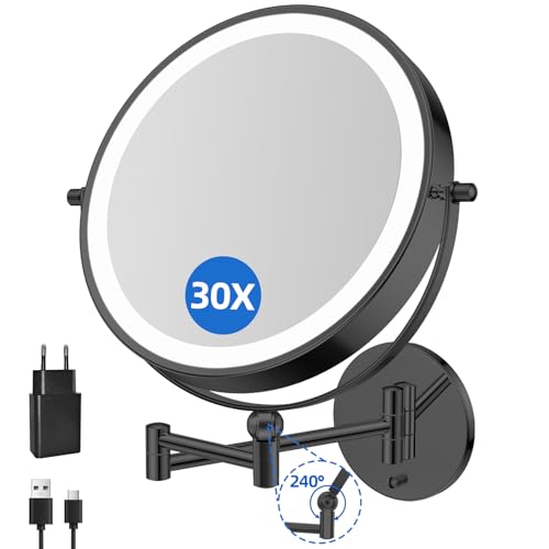 FUNTOUCH Kosmetikspiegel mit 1X/30X Vergrößerung, 5000mAh Wiederaufladbar – Ansicht 1