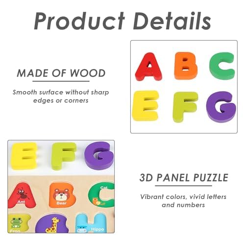 Image of Wooden Learning Educational ABCD Board for Kids, 3 Pack Montessori Puzzles Activity Toys for Toddlers & Kids | ABCD Puzzle Set | Puzzle Toys for 2 Years Old Boys & Girls (ABCD, Numbers & Shapes)
