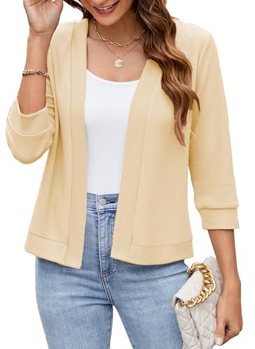 Image of Hount Womens 3 /4 Sleeve Cropped Cardigans Lightweight Casual Open Front Bolero Shrugs Sweaters
