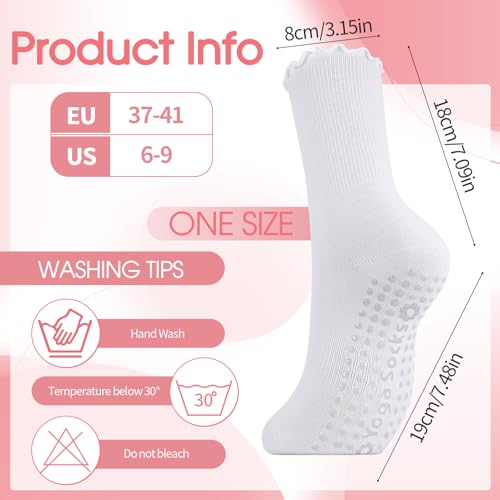 Jspupifip 3 Pairs Pilates Socks with Grips for Women Non Slip Ruffle Yoga Socks for Yoga, Barre, Ballet, Workout2