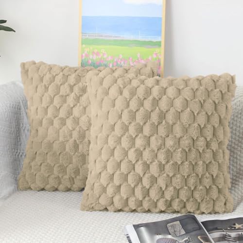 Image of Luxe Home Cushion Cover Super Soft Decorative Cushion Cover for Sofa, Bedroom, Living Room Cushion Cover 16 Inch x 16 Inch Beige-Pack of 2