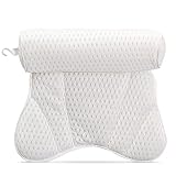 Badewannenkissen Weiss mit Saugnäpfen, Badekissen Badewannenkissen Nacken & Nackenkissen Badewanne, Badekissen für Badewanne, Badewannen Kissen & Duschkissen Badewanne L 35cm x B 37cm x H 7cm