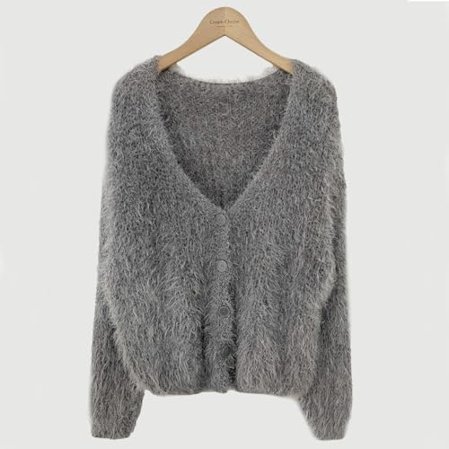 Fuzzy Mohair Cropped Cardigan Women Coquette Soft Warm Cardigan Trendy Fall Open Front Cardigan Sweaters3