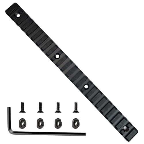 24 Slot Aluminum 10 Inch Long Mlock Single Picatinny Rail Section, T-Nuts & Screws & Hex Wrench Included (MK24)