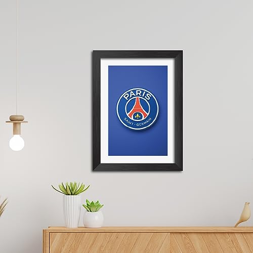 Image of TenorArts PSG Poster Football 3D Textured Logo Print Laminated Photo Frame Painting with Matt Finish Black Tectures (9 inches x 12inches)