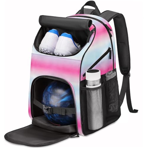Bosynoy Bowling Ball Bag Tote for Women, Bowling Backpack for Single Ball with Shoe Compartment & Foam Padded, Pink