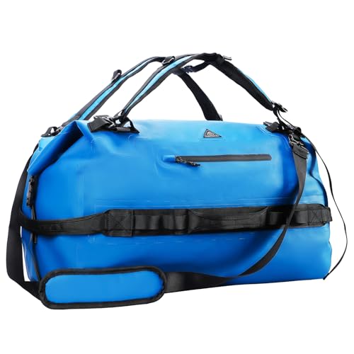 Haimont wasserdichter Rucksack, vielseitig wasserdicht Tasche, Dry Bag komfortabel, RollTop, Strand, Boot, Kanu, Paddel, Kajak, Camping, Angeln, Motorrad, 60L/Blau