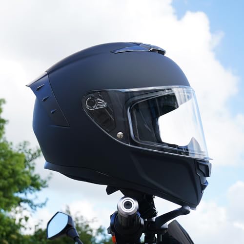 Image of Full Face Motorcycle Helmet,Helmets for Adults Motorcycle, MG611 Motorbike Racing Street Bike Helmets with Black Visor for Men Women,DOT Approved (Matte Black-B, XXL)